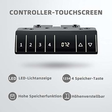 Homall Höhenverstellbarer Schreibtisch Elektrisch 140 cm Stufenlos Höhenverstellbarer Tisch mit 4-Fach-Tischplatte Ergonomischer Computertisch mit Memory Funktion (Weiß, 140cm) - 4