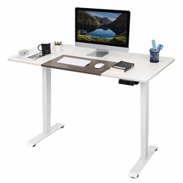 Homall Höhenverstellbarer Schreibtisch Elektrisch 140 cm Stufenlos Höhenverstellbarer Tisch mit 4-Fach-Tischplatte Ergonomischer Computertisch mit Memory Funktion (Weiß, 140cm) - 1