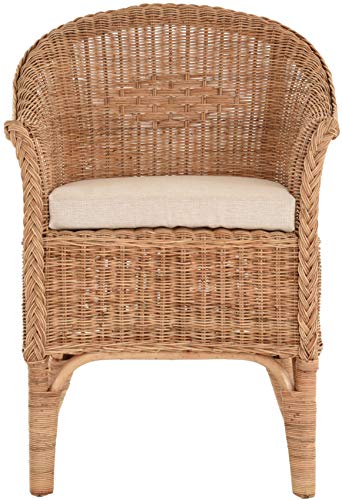 korb.outlet Rattan-Sessel Natur/Esszimmersessel Korb-Sessel inkl. Polster Beige/Rattanmöbel Rattansessel Rattanstuhl mit Armlehnen Lounge Flechtsessel (Natur, mit Polster) - 2