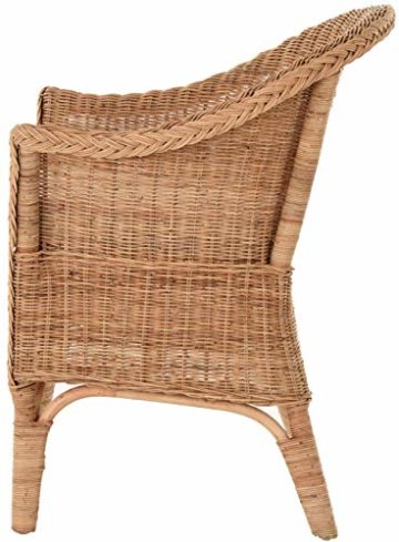 korb.outlet Rattan-Sessel Natur/Esszimmersessel Korb-Sessel inkl. Polster Beige/Rattanmöbel Rattansessel Rattanstuhl mit Armlehnen Lounge Flechtsessel (Natur, mit Polster) - 3