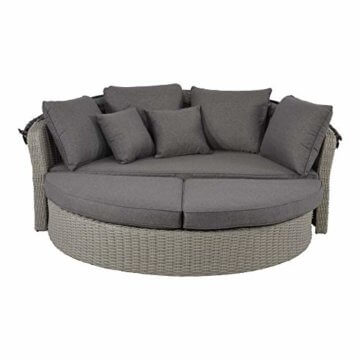 Lesli Living Relax-Sonneninsel mit Dach inkl. Auflagen und Zierkissen Sofa Sonnenliege Rattan Doppelliege Multifunktionssofa Sofa & Bett aus Polyrattan Strandkorb Gartensofa Indoor & Outdoor grau - 3