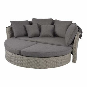 Lesli Living Relax-Sonneninsel mit Dach inkl. Auflagen und Zierkissen Sofa Sonnenliege Rattan Doppelliege Multifunktionssofa Sofa & Bett aus Polyrattan Strandkorb Gartensofa Indoor & Outdoor grau - 4