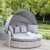 Lesli Living Relax-Sonneninsel mit Dach inkl. Auflagen und Zierkissen Sofa Sonnenliege Rattan Doppelliege Multifunktionssofa Sofa & Bett aus Polyrattan Strandkorb Gartensofa Indoor & Outdoor grau - 1