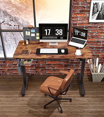 Maidesite Elektrisch Höhenverstellbarer Schreibtisch mit Tischplatte,mit 4 LED Erinnerung Touch Funktion und Feststellbare Rollen,Einfache Montage Höhenverstellbarer Schreibtisch - 3
