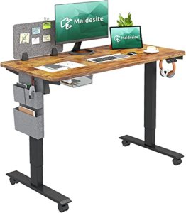 Maidesite Elektrisch Höhenverstellbarer Schreibtisch mit Tischplatte,mit 4 LED Erinnerung Touch Funktion und Feststellbare Rollen,Einfache Montage Höhenverstellbarer Schreibtisch - 1