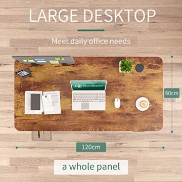 Maidesite Elektrisch Höhenverstellbarer Schreibtisch mit Tischplatte,mit 4 LED Erinnerung Touch Funktion und Feststellbare Rollen,Einfache Montage Höhenverstellbarer Schreibtisch - 8