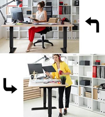 MAIDeSITe Elektrisch Höhenverstellbarer Schreibtisch Verstellbarer Schreibtisch Tischgestell mit 2 Motoren,4 Memory-Steuerung, Kollisionschutz und USB-Aufladung Funktion Gestell(Schwarz) - 6