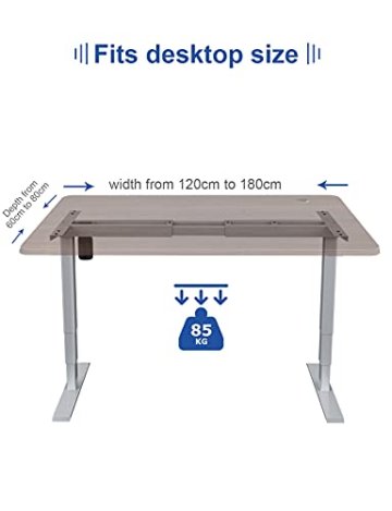 MAIDESITE Höhenverstellbarer Schreibtisch Rahmen Tischgestell höhenverstellbar mit Kollisionschutz Schreibtisch höhenverstellbar elektrisch mit 3-Bühne Hebe Beine(Grau - 3