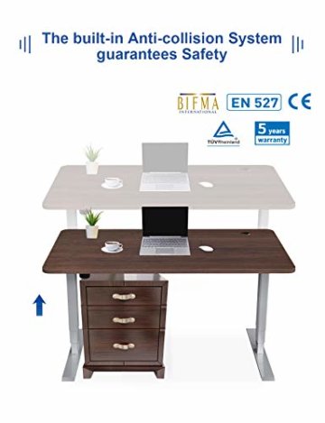 MAIDESITE Höhenverstellbarer Schreibtisch Rahmen Tischgestell höhenverstellbar mit Kollisionschutz Schreibtisch höhenverstellbar elektrisch mit 3-Bühne Hebe Beine(Grau - 4