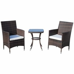 Outsunny 3-TLG. Gartensitzgruppe mit Beistelltisch, Rattan Gartenset, Polyrattan, Braun, 60 x 58,5 x 89,5 cm - 1