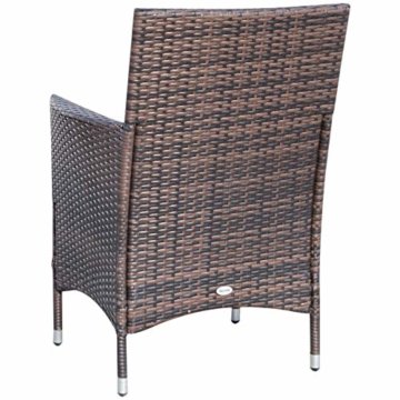 Outsunny 3-TLG. Gartensitzgruppe mit Beistelltisch, Rattan Gartenset, Polyrattan, Braun, 60 x 58,5 x 89,5 cm - 7