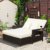 Outsunny Polyrattan Lounge-Sofa Gartensofa Gartenliege 2-Sitzer mit Kissen Hocker Braun - 2