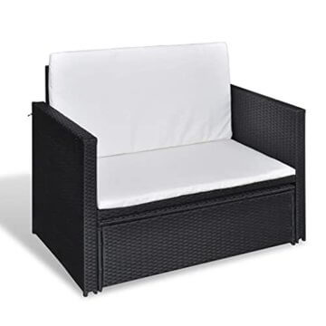 Poly Rattan 2-TLG. Garten-Lounge-Set mit Auflagen Sitzpolster Rattan Loungesofa Gartenmöbel Gartenset Sofa Garnitur Multifunktionssofa Gartengarnitur Klappschlafsofa - 4