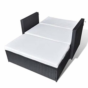 Poly Rattan 2-TLG. Garten-Lounge-Set mit Auflagen Sitzpolster Rattan Loungesofa Gartenmöbel Gartenset Sofa Garnitur Multifunktionssofa Gartengarnitur Klappschlafsofa - 5