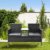 Polyrattan Gartenbank Monaco schwarz - 2-Sitzer Bank mit integriertem Tisch & Kissen in Grau - 133 × 63 × 84 cm - Sitzbank wetterfest - 3