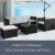Polyrattan Lounge Punta Cana L schwarz – Gartenlounge Set für 4-5 Personen – Gartenmöbel-Set mit Sessel, Sofa, Tisch & Hocker - Sitzbezüge in Creme - 4