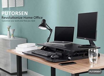 PUTORSEN® Ergonomischer höhenverstellbarer Sitz-Steh-Arbeitsplatz Schreibtisch Computer Riser Work Station, Schreibtischaufsatz Steharbeitsplatz Standtisch - 32