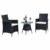 Ribelli 3-teiliges Gartenmöbel Set, Lounge Set, cremefarbenen Kissen - aus PE-Rattan - Tisch Plus Zwei Stühle - praktisch zu verstauen, Farbe:schwarz/Cream - 4