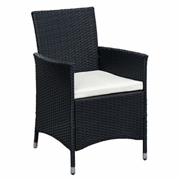 Ribelli 3-teiliges Gartenmöbel Set, Lounge Set, cremefarbenen Kissen - aus PE-Rattan - Tisch Plus Zwei Stühle - praktisch zu verstauen, Farbe:schwarz/Cream - 5