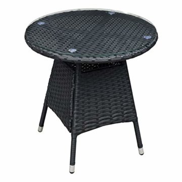 Ribelli 3-teiliges Gartenmöbel Set, Lounge Set, cremefarbenen Kissen - aus PE-Rattan - Tisch Plus Zwei Stühle - praktisch zu verstauen, Farbe:schwarz/Cream - 6