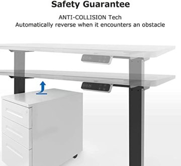 SANODESK Basic Line - elektrisch stufenlos höhenverstellbarer Schreibtisch mit Kollisionschutz, Kindersicherung, Memory-Steuerung und Softstart/Stop Funktion - 5