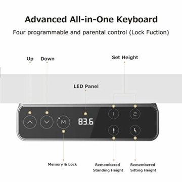 SANODESK EZ1- elektrisch stufenlos höhenverstellbarer Schreibtisch mit Kollisionschutz, Memory-Steuerung und Softstart/Stop Funktion (Schwarz) - 4