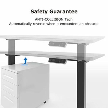 SANODESK EZ1- elektrisch stufenlos höhenverstellbarer Schreibtisch mit Kollisionschutz, Memory-Steuerung und Softstart/Stop Funktion (Schwarz) - 5