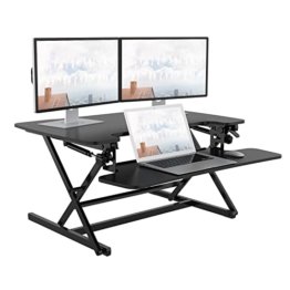 SANODESK Sitz Steh Schreibtisch Stehpult Höhenverstellbarer Schreibtisch 68 * 59cm Schreibtischaufsatz Doppelmonitor-Riser Computertisch(M8B) (89 * 59cm) - 1