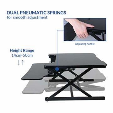 SANODESK Sitz Steh Schreibtisch Stehpult Höhenverstellbarer Schreibtisch 68 * 59cm Schreibtischaufsatz Doppelmonitor-Riser Computertisch(M8B) (89 * 59cm) - 4