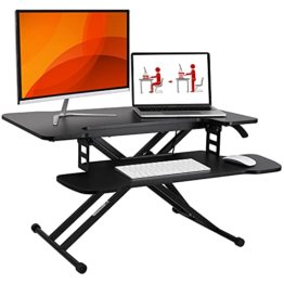 SANODESK Sitz Steh Schreibtisch Stehpult Höhenverstellbarer Schreibtisch 78 * 48cm Schreibtischaufsatz Doppelmonitor-Riser Computertisch(M18M) - 1