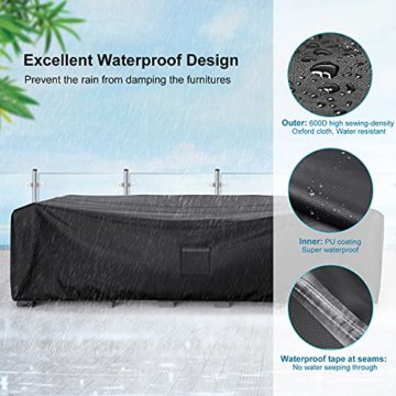 Schutzhülle Gartenmöbel 250x210x90 cm, iTrunk 600D Oxford-Gewebe wasserdichte Abdeckung für Gartenmöbel, Anti-UV, Outdoor-Tischabdeckung mit Luftauslass für Tische und Stühle, Sofas, Rattanmöbel - 4