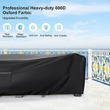 Schutzhülle Gartenmöbel 250x210x90 cm, iTrunk 600D Oxford-Gewebe wasserdichte Abdeckung für Gartenmöbel, Anti-UV, Outdoor-Tischabdeckung mit Luftauslass für Tische und Stühle, Sofas, Rattanmöbel - 6