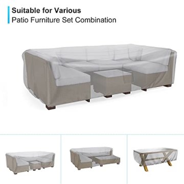 Schutzhülle Gartenmöbel 250x210x90 cm, iTrunk 600D Oxford-Gewebe wasserdichte Abdeckung für Gartenmöbel, Anti-UV, Outdoor-Tischabdeckung mit Luftauslass für Tische und Stühle, Sofas, Rattanmöbel - 7