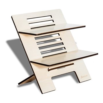 Standsome Double Crafted – Höhenverstellbarer Schreibtischaufsatz mit zwei Ebenen, ergonomisches Stehpult, nachhaltiger Sitz Steh Arbeitsplatz aus Holz - 2