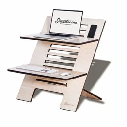 Standsome Double Crafted – Höhenverstellbarer Schreibtischaufsatz mit zwei Ebenen, ergonomisches Stehpult, nachhaltiger Sitz Steh Arbeitsplatz aus Holz - 1