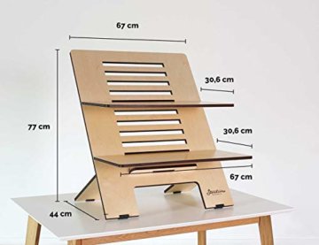 Standsome Double Crafted – Höhenverstellbarer Schreibtischaufsatz mit zwei Ebenen, ergonomisches Stehpult, nachhaltiger Sitz Steh Arbeitsplatz aus Holz - 5
