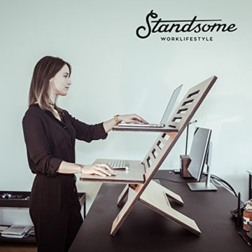 Standsome Double Crafted – Höhenverstellbarer Schreibtischaufsatz mit zwei Ebenen, ergonomisches Stehpult, nachhaltiger Sitz Steh Arbeitsplatz aus Holz - 8