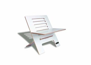 Standsome Slim White – Höhenverstellbarer Schreibtischaufsatz, ergonomisches Stehpult, nachhaltiger Sitz Steh Arbeitsplatz, Laptopständer aus Holz weiß - 2