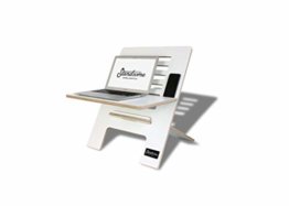 Standsome Slim White – Höhenverstellbarer Schreibtischaufsatz, ergonomisches Stehpult, nachhaltiger Sitz Steh Arbeitsplatz, Laptopständer aus Holz weiß - 1