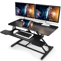 Stehpult Höhenverstellbarer Schreibtisch mit Tastaturablage 92 x 41CM Sitz Steh Schreibtischaufsatz Für Büro Zuhause - Belastbar bis 15 kg - 1