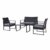 SVITA LOIS XL Poly Rattan Sitzgruppe Gartenmöbel Metall-Garnitur Bistro-Set Tisch Sessel Schwarz - 2