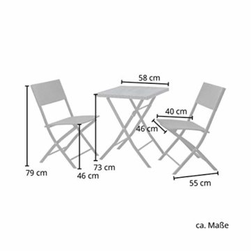 SVITA Poly-Rattan Bistro-Set Tisch Stuhl Balkon-Set Klappbar Rattan-Set Grau - 2