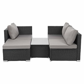 SVITA Queens Poly Rattan Sitzgruppe Couch-Set Ecksofa Sofa-Garnitur Gartenmöbel Lounge Schwarz, Grau oder Braun (Schwarz) - 2