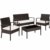 TecTake 800138 Poly Rattan Sitzgruppe, Gartenset mit 2 Stühlen, Bank + Tisch mit Glasplatte, Lounge Set für Garten, Terrasse und Balkon (Braun-Schwarz) - 1