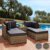 TecTake 800694 Aluminium Polyrattan Multifunktions Luxus Loungegruppe Gartensofa mit Tisch, für Garten oder Terrasse, vielseitig kombinierbar, inkl. Polster - Diverse Farben (Natur | Nr. 403168) - 2