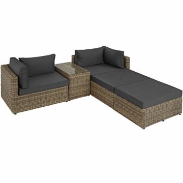 TecTake 800694 Aluminium Polyrattan Multifunktions Luxus Loungegruppe Gartensofa mit Tisch, für Garten oder Terrasse, vielseitig kombinierbar, inkl. Polster - Diverse Farben (Natur | Nr. 403168) - 4