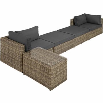 TecTake 800694 Aluminium Polyrattan Multifunktions Luxus Loungegruppe Gartensofa mit Tisch, für Garten oder Terrasse, vielseitig kombinierbar, inkl. Polster - Diverse Farben (Natur | Nr. 403168) - 8