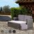 TecTake 800884 Poly Rattan Lounge Set, 2-Sitzer Sofa mit Rückenlehne, großer Hocker mit klappbarer Stütze, inkl. Dicke Auflagen, Gartenmöbel Set für Garten & Terrasse (Hellgrau | Nr. 403687) - 2