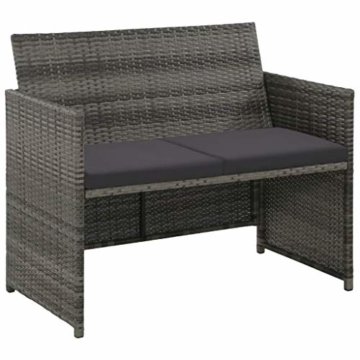 Tidyard Lounge Sofa 2-Sitzer Couch aus Poly Rattan, Wetterfesten und Wasserdichten, für Garten, Balkon, Terrasse, 100x56x85cm, Grau - 2