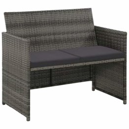 Tidyard Lounge Sofa 2-Sitzer Couch aus Poly Rattan, Wetterfesten und Wasserdichten, für Garten, Balkon, Terrasse, 100x56x85cm, Grau - 1